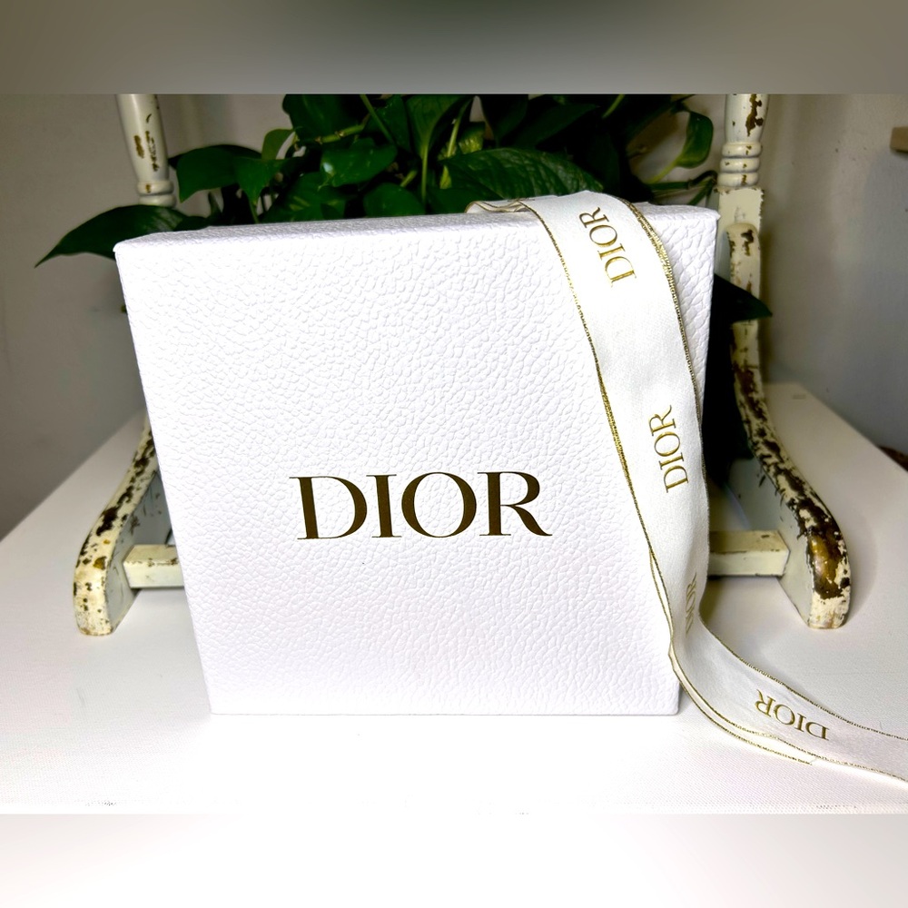 Dior White and Gold Gift Box with Ribbon